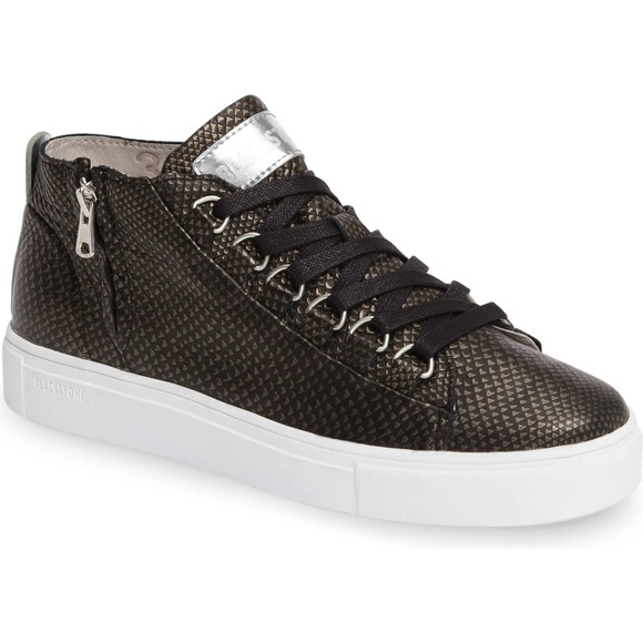 Blackstone Shoes - BLACKSTONE NL28 Leather Black Snake Midi Sneakers